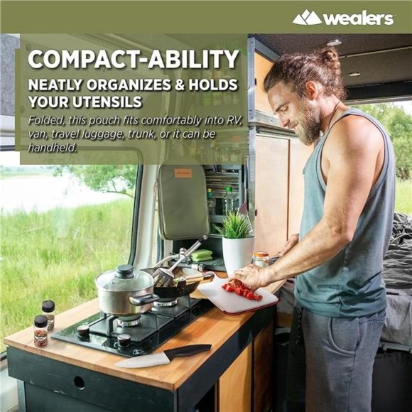 12 Piece Camp Kitchen Cooking Utensil Set Travel Organizer Grill Accessories - Picture 6 of 6